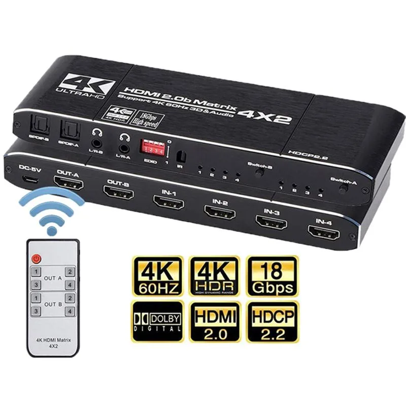 LUOM LUOM OZJ2 4x2 HDMI Matrix 4K@60Hz Audio Extractor — product photo