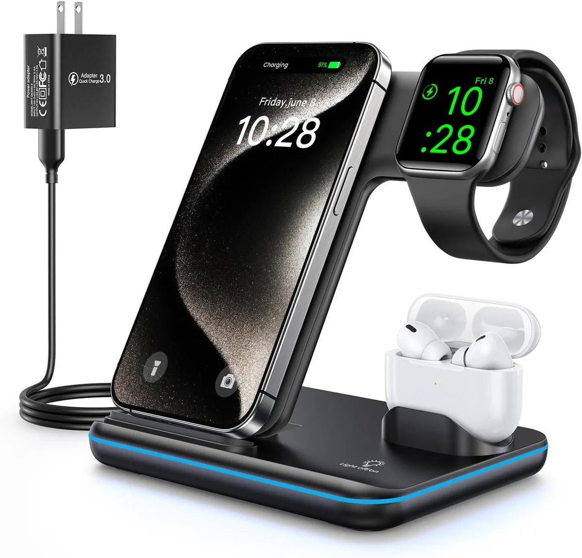 lelisten lelisten 3-in-1 Wireless Charger 15W Foldable Black — product photo