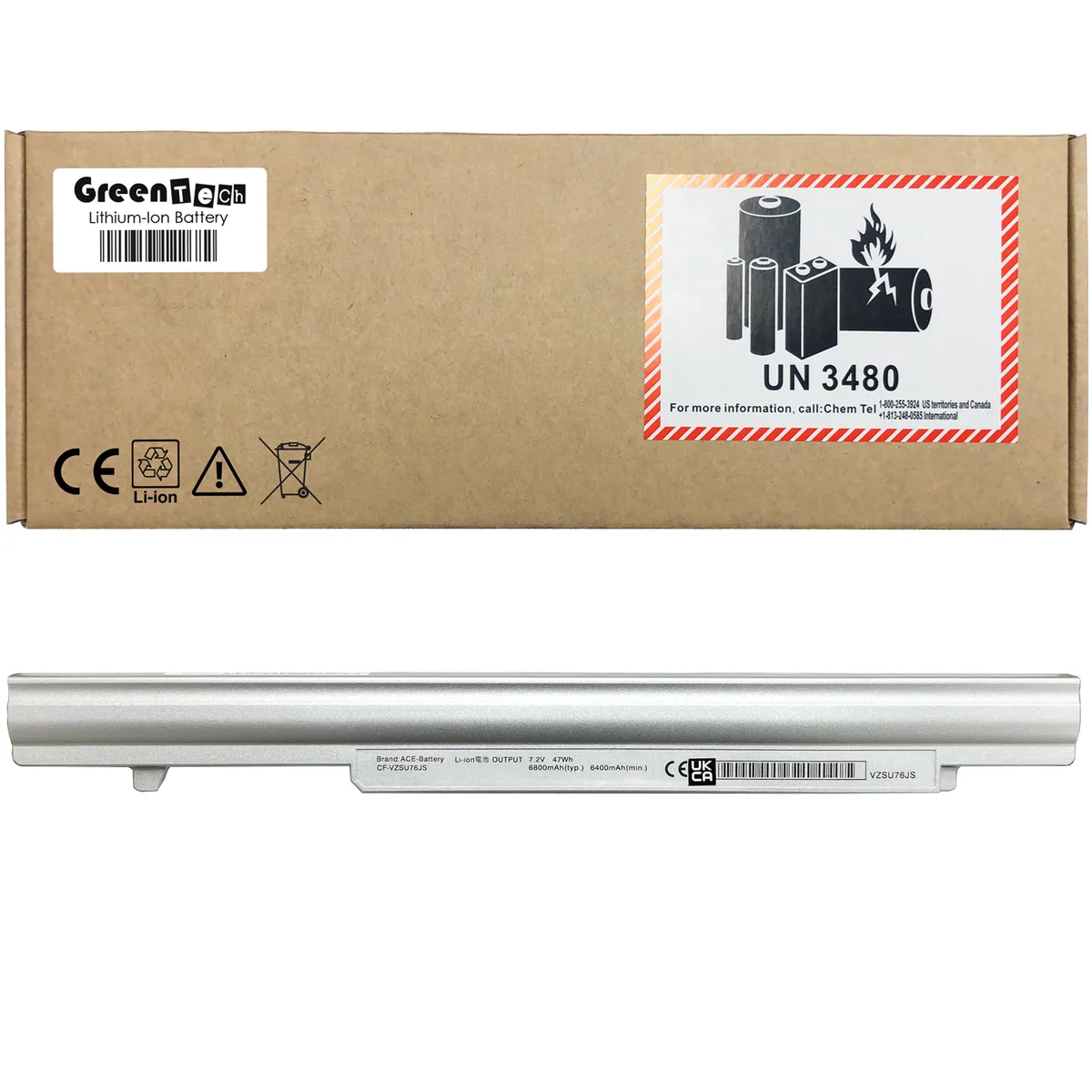 GreenTechLLC GreenTechLLC CF-VZSU75JS laptop battery 47WHR 7.2V 6800mAh — product photo