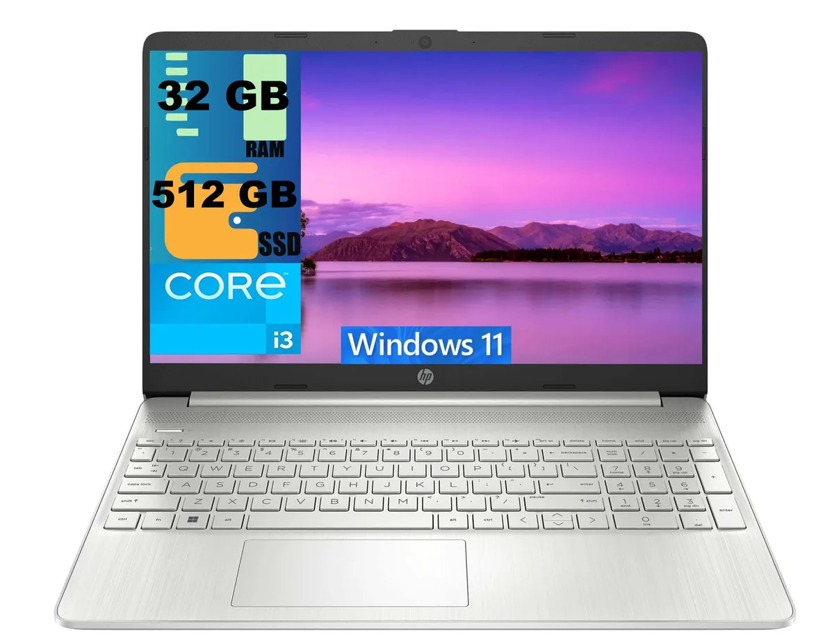 HP HP 15 laptop Intel Core i3-1215U 32GB 512GB SSD 15.6" FHD Silver — product photo