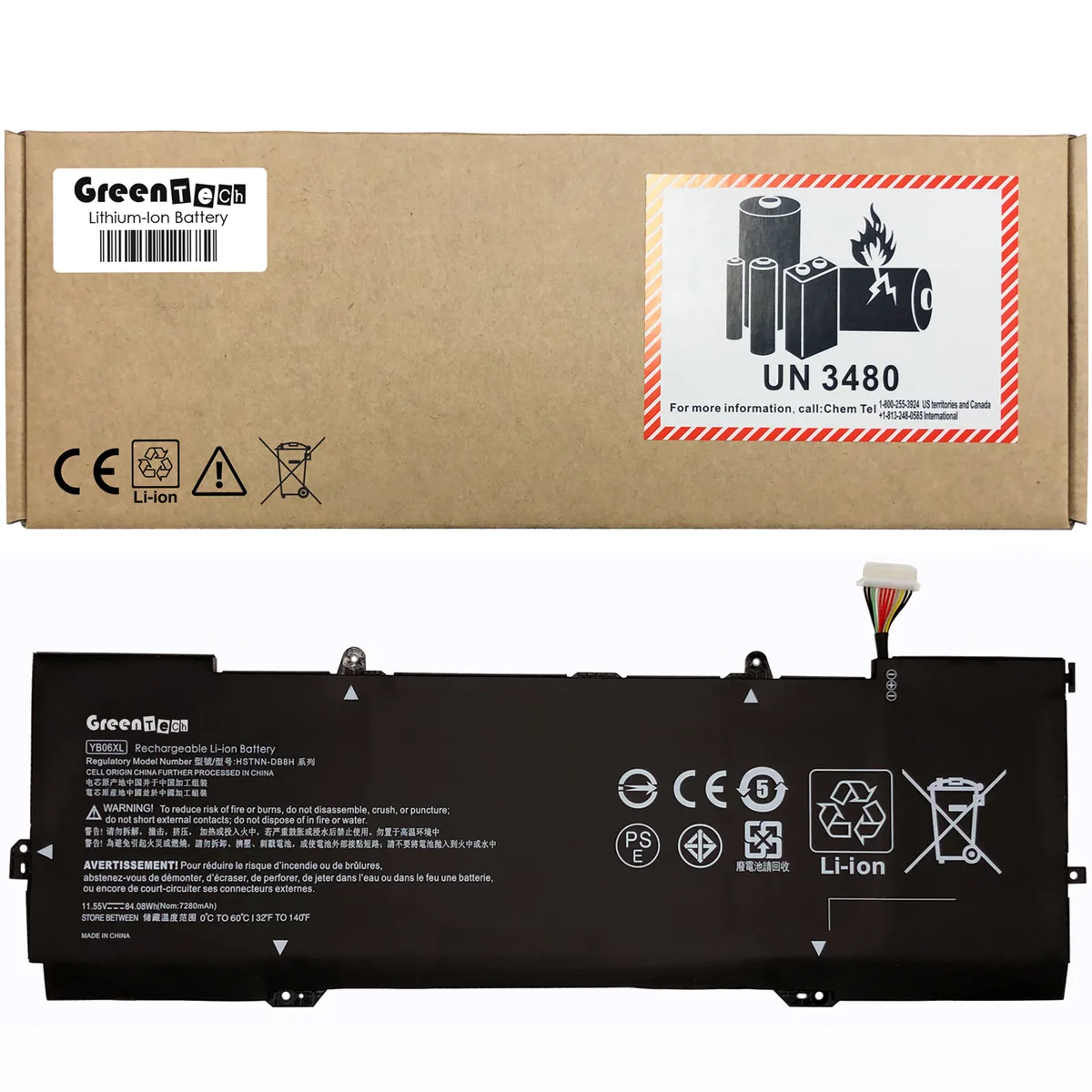 NShi NShi laptop battery 11.55V 84WHR 7280mAh 6-cell for HP Spectre x360 15-CH — product photo