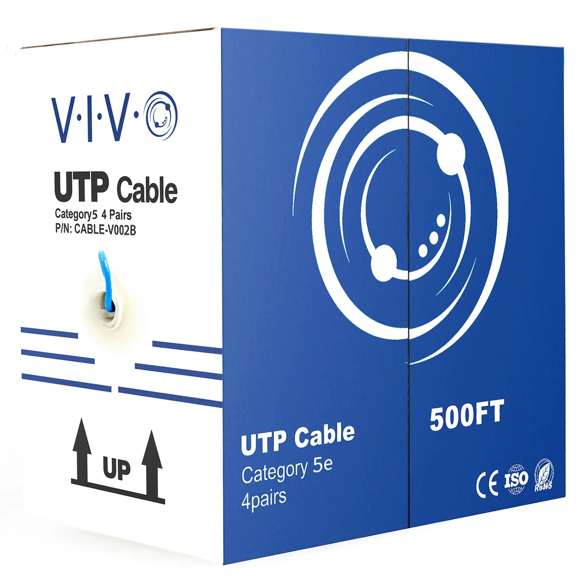 VIVO VIVO 500 ft Cat5e UTP CCA network ethernet cable Blue — product photo