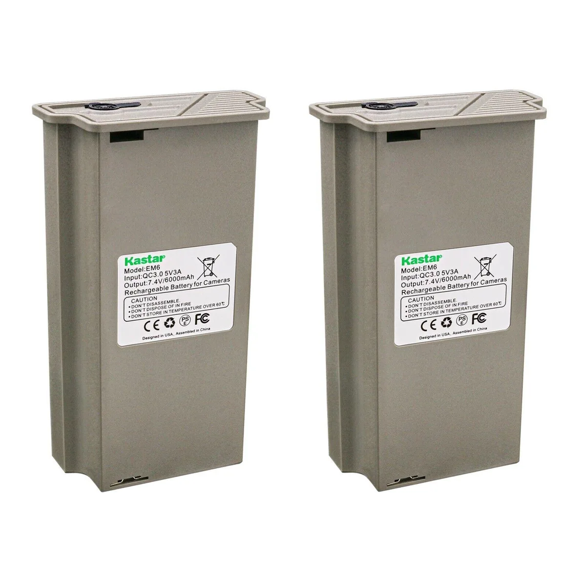 Kastar Kastar 2-Pack EM6 7.4V 6000mAh Li-Ion Camera Battery — product photo