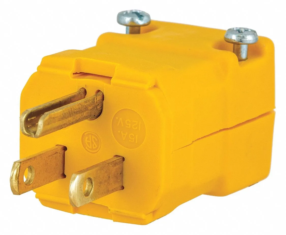 Bryant Bryant BRY5965Y Straight Blade Plug 5-15P 15A 125V AC 2 Pole Screw Terminals Yellow — product photo