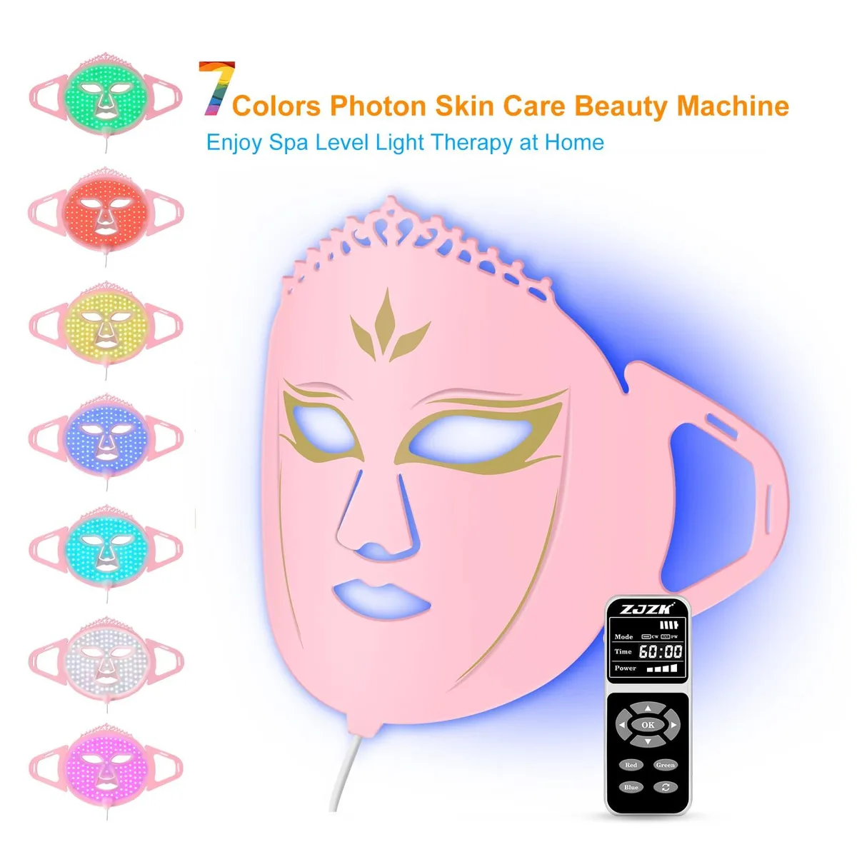 ZJZK ZJZK 7-Color LED Face Mask 360pcs Pink — product photo