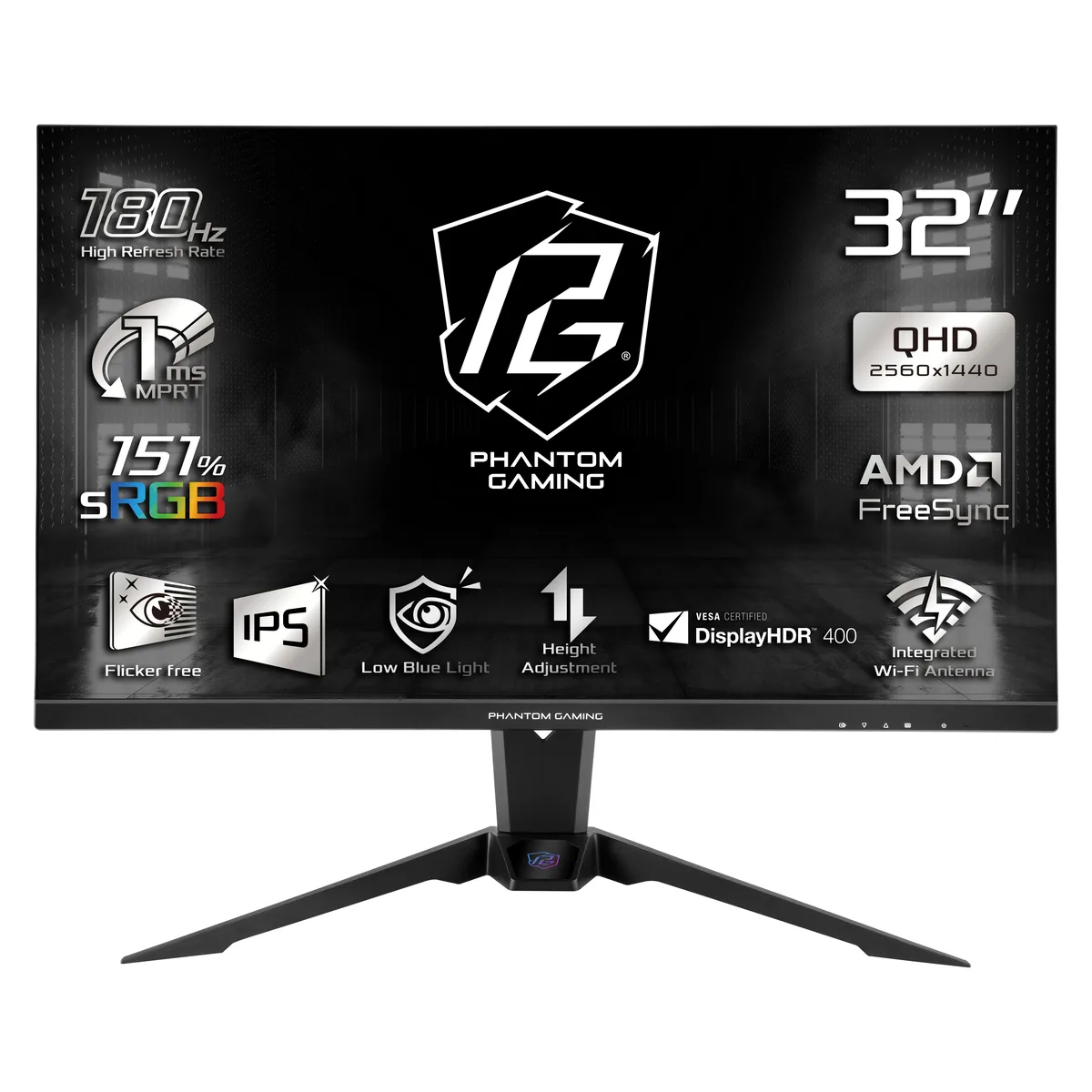 ASRock Phantom Gaming ASRock Phantom Gaming PG32QFT 32" QHD 180Hz IPS gaming monitor — product photo