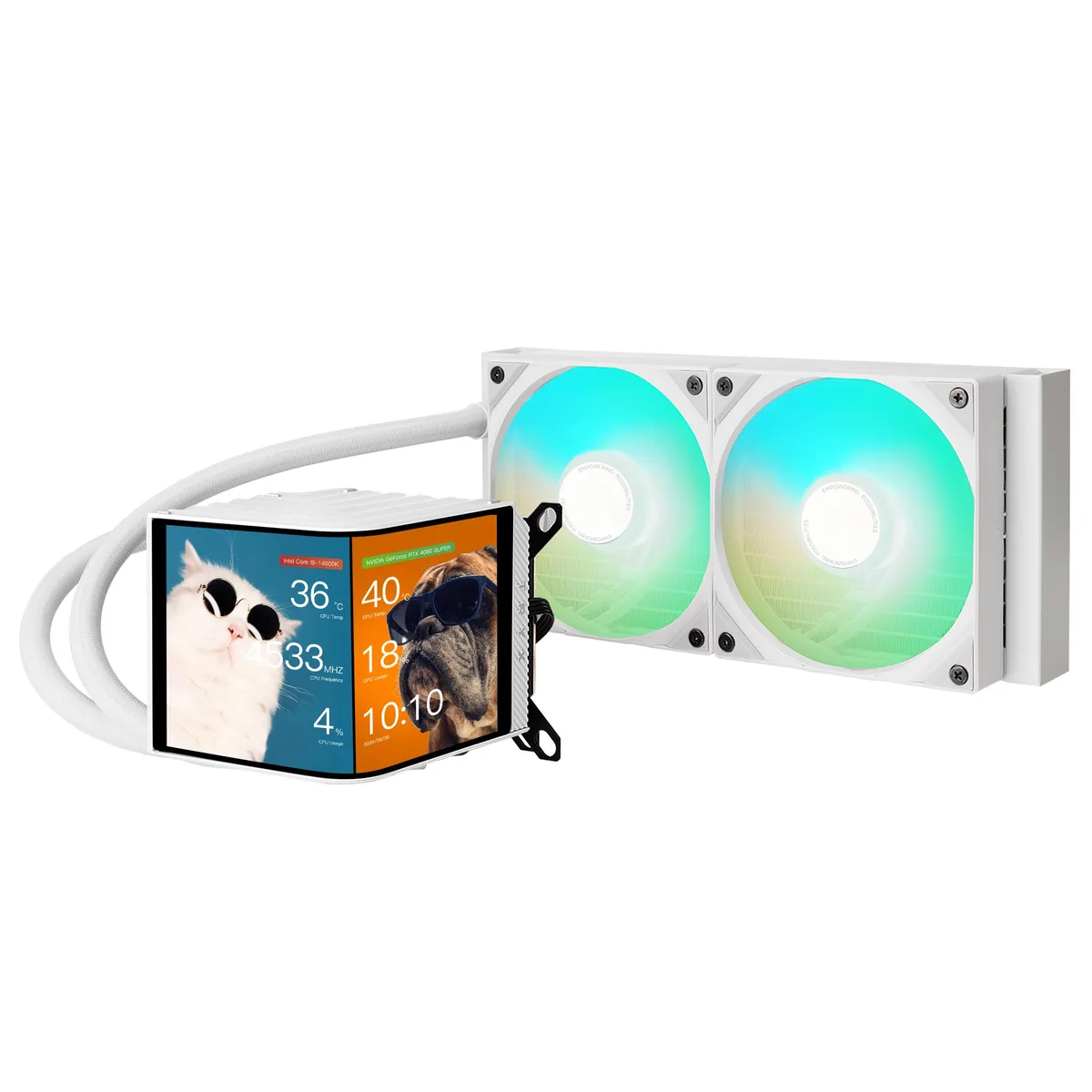 TRYX TRYX Panorama 240 ARGB White 240mm liquid cooler 6.5'' AMOLED curved screen — product photo