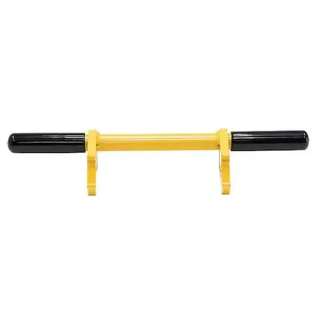 Yellow alloy steel drum bung wrench with ergonomic handle, 18 inches long