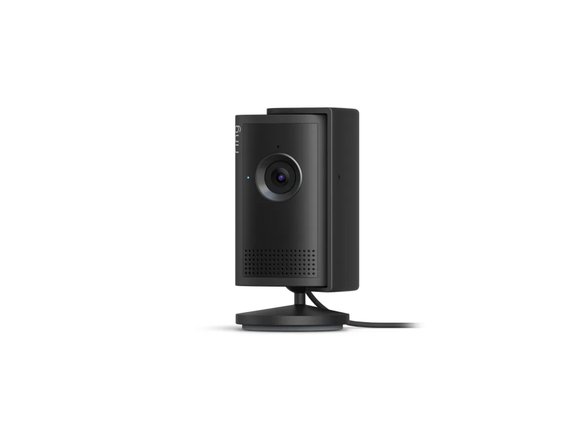 Small black cube camera with USB-C cable and mounting hardware