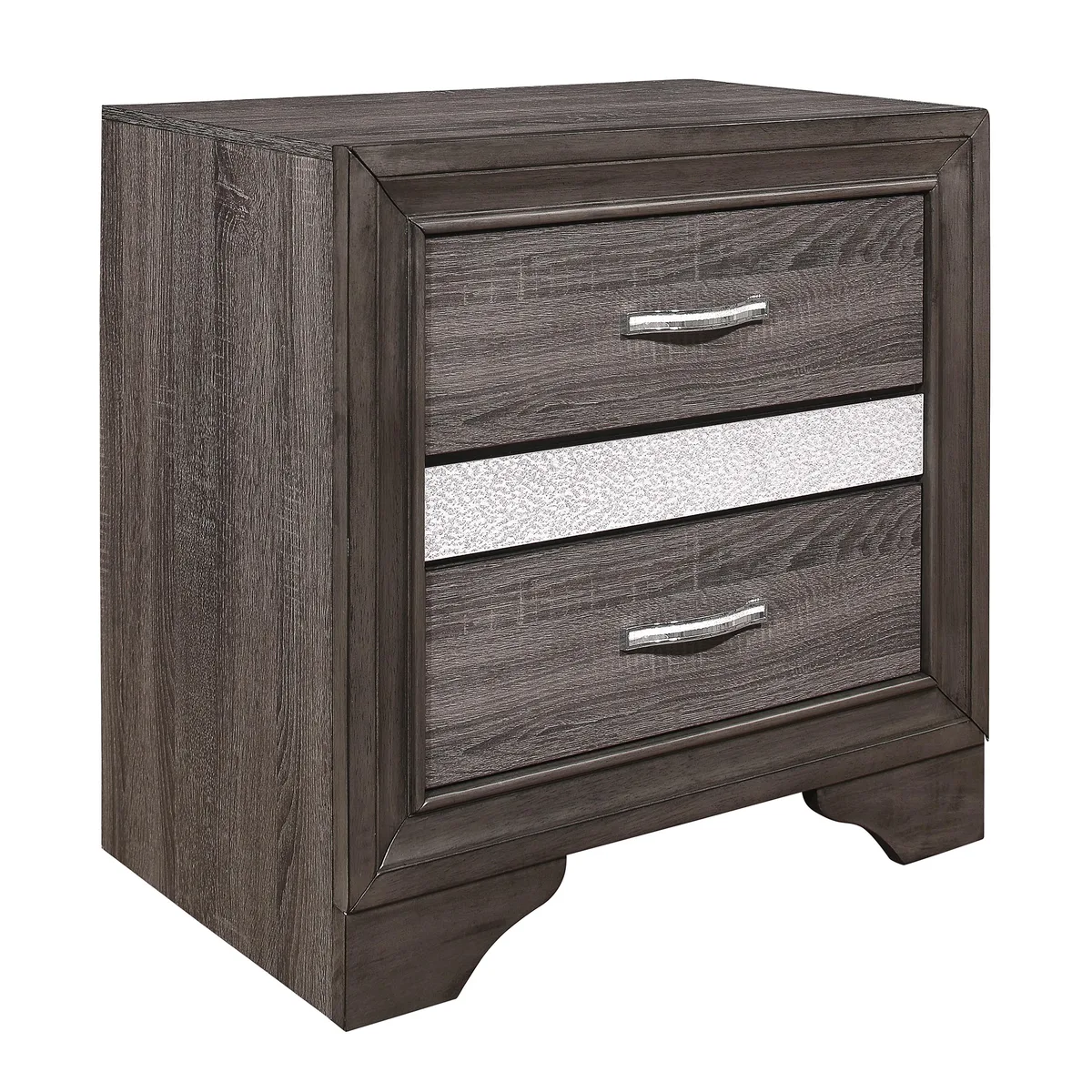 tuphen tuphen Two-Tone Nightstand Gray Silver Glitter Hidden Jewelry Drawer 26 x 16.5 x 26H — product photo
