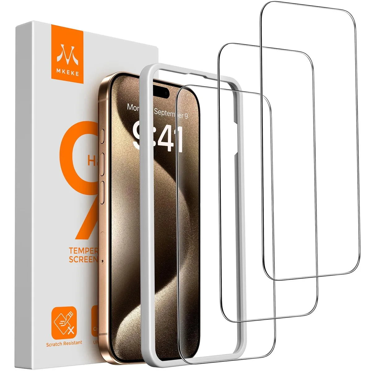  Mkeke 3 Pack Screen Protector for iPhone 15 Pro Max 6.7" cell phones - unlocked — product photo