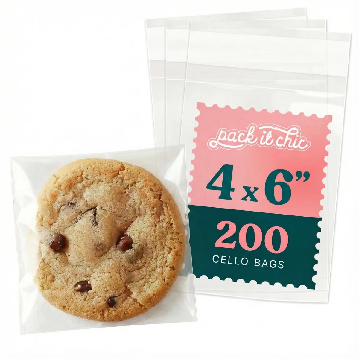 Pack of 200 clear 4x6 self-sealing cellophane bags 1.3 Mil