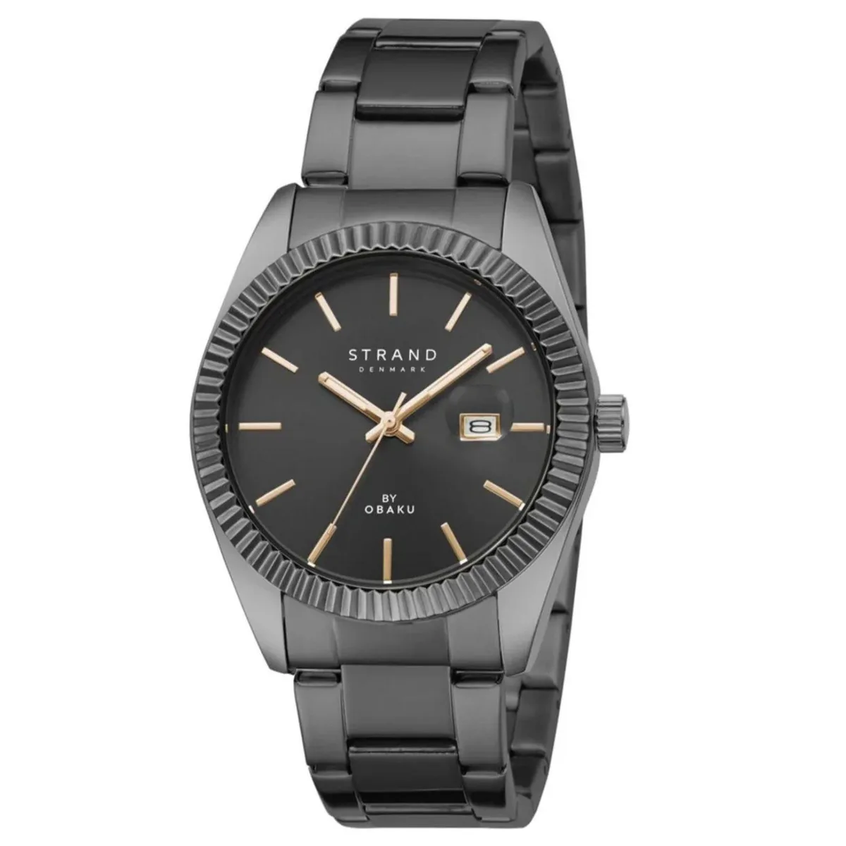 Obaku Wellington black dial stainless steel watch on metal bracelet