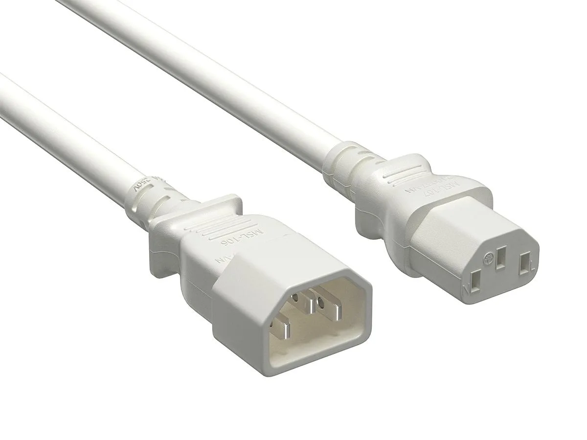 Cable Leader Cable Leader 6ft C14 to C13 14 AWG 15A 250V White computer power extension cord — product photo