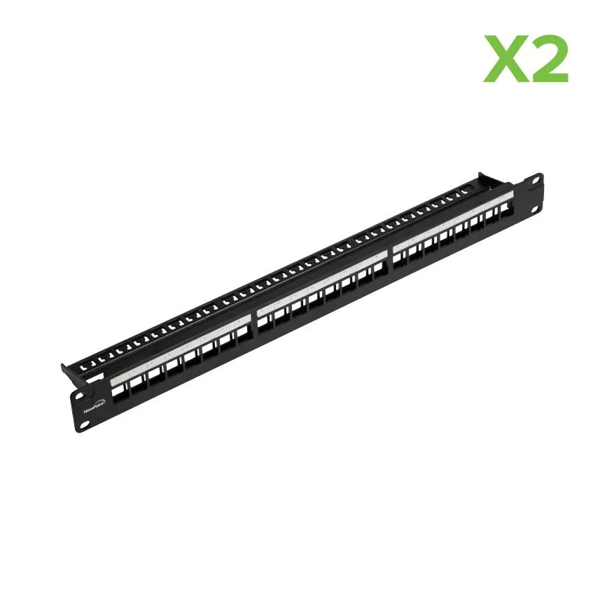 NavePoint NavePoint 24-Port Blank Keystone Patch Panel 19" 1U Black 2-Pack — product photo