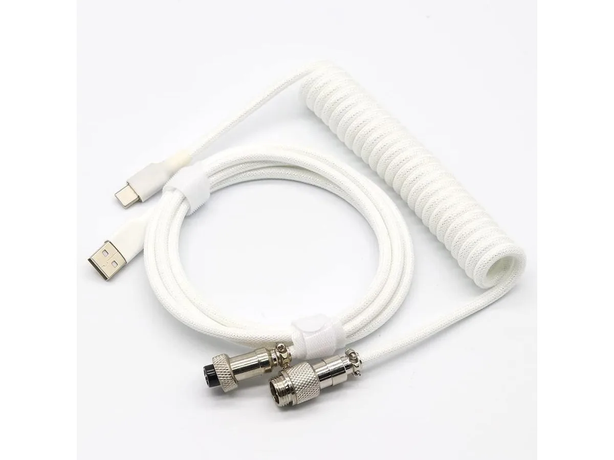 BUCIER BUCIER Coiled USB Cable White 3m 9.8ft Aviator Connector — product photo