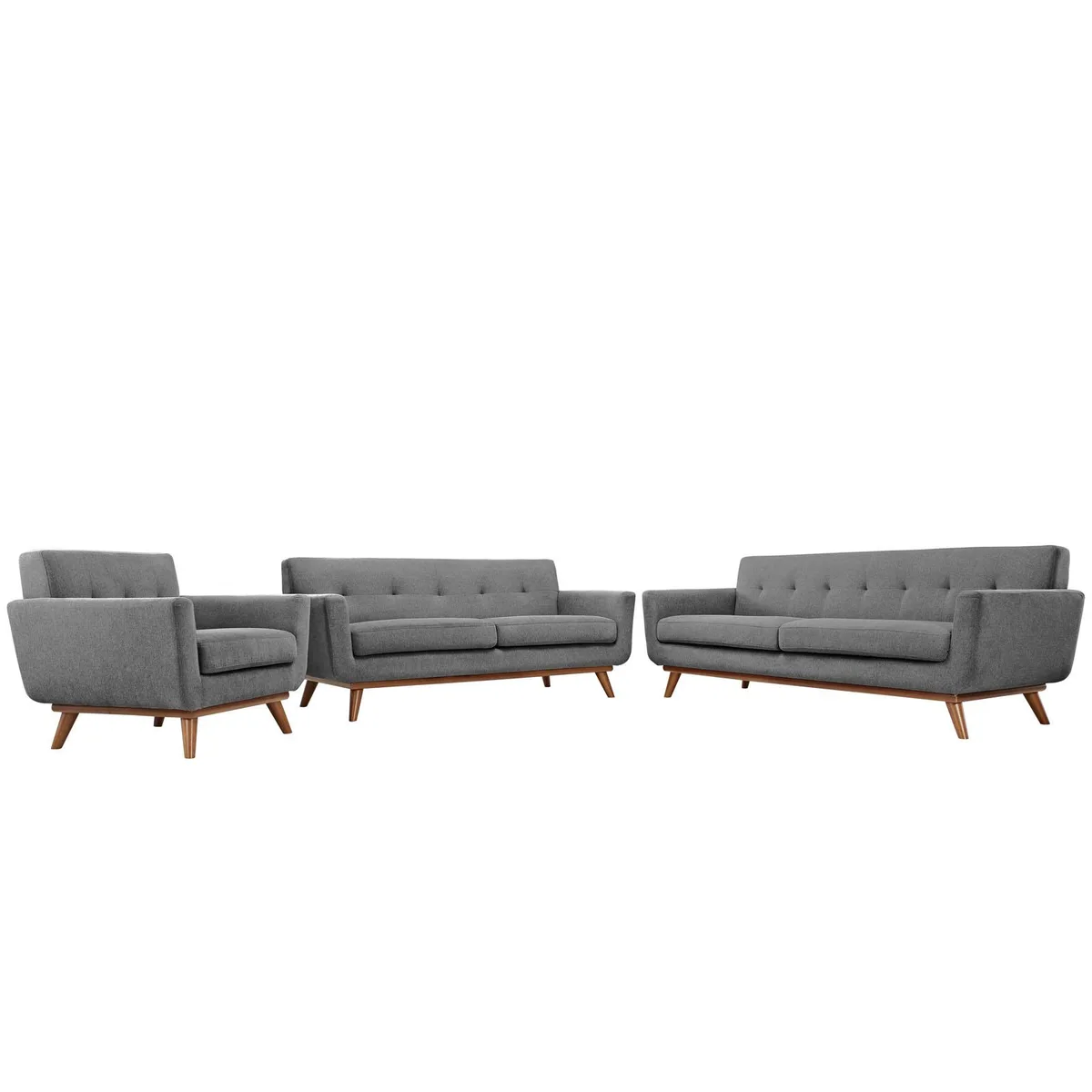 Modway Furniture Modway Furniture Engage Sofa Loveseat Armchair Set 3 Expectation Gray Decorative Shelving — product photo