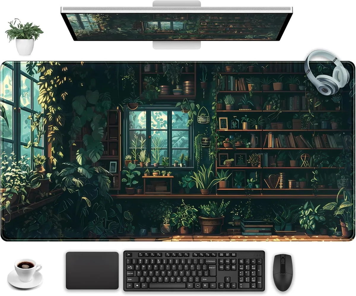 Brainwavz Brainwavz Green Plant Desk Pad 31.5 x 15.7 in mouse pad — product photo