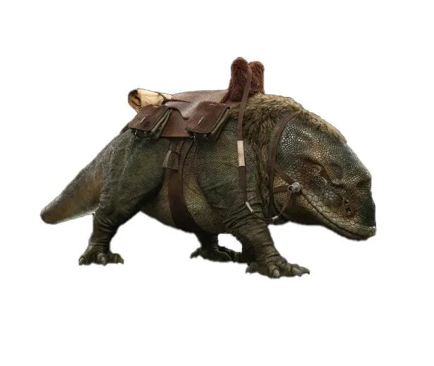 Large 1/6 scale Dewback figure with detailed scaly texture saddle and interchangeable head parts