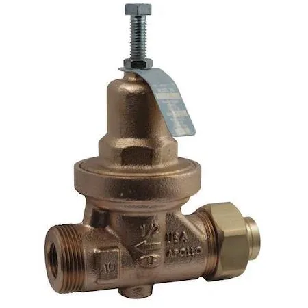 Bronze pressure reducing valve with double union connections