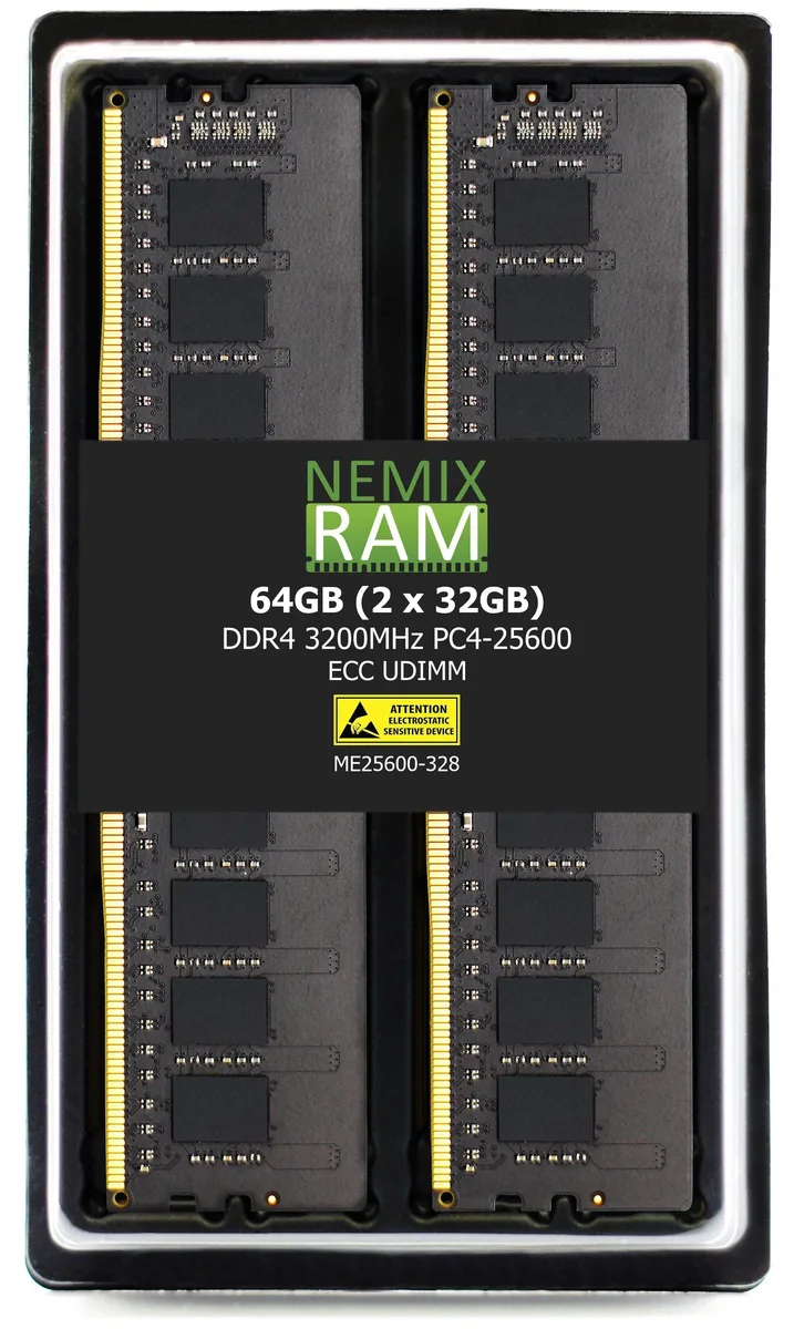 NEMIX RAM NEMIX RAM 64GB (2x32GB) DDR4 3200 PC4-25600 CL22 2Rx8 ECC UDIMM memory upgrade — product photo