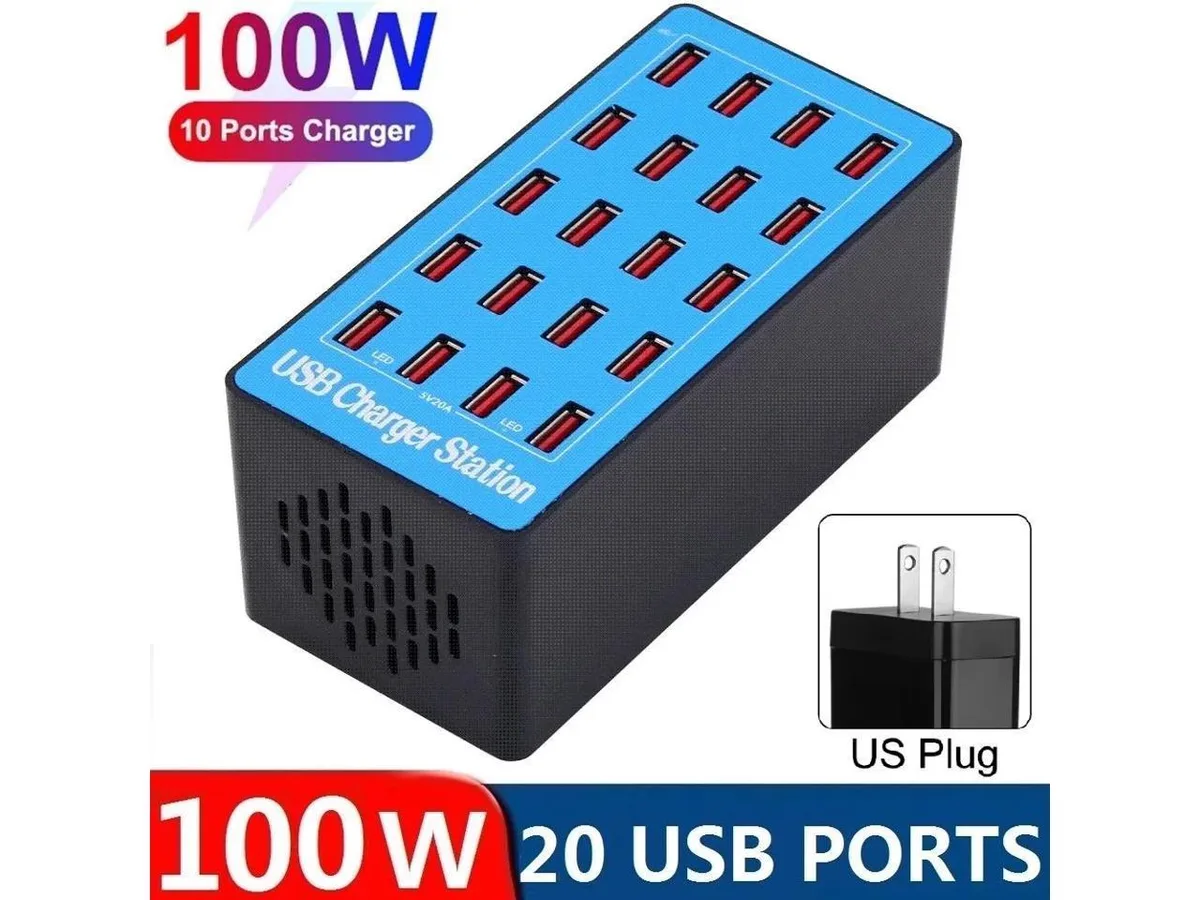IXJYLCPC IXJYLCPC USB 3.0 Charging Station 20 Port 100W Blue — product photo