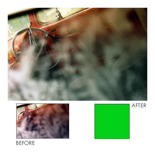 Green square resin filter in 4x4 inch frame