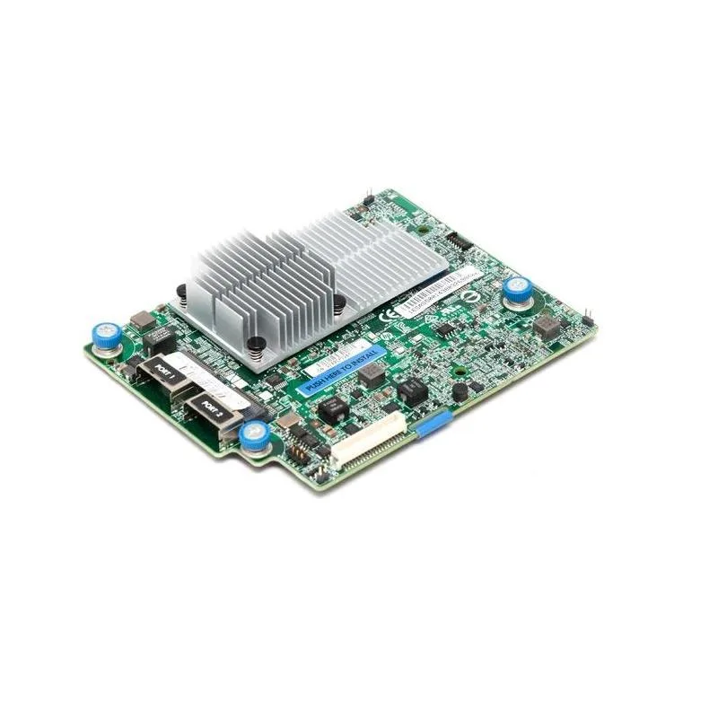 Green circuit board with silver bracket and two external ports