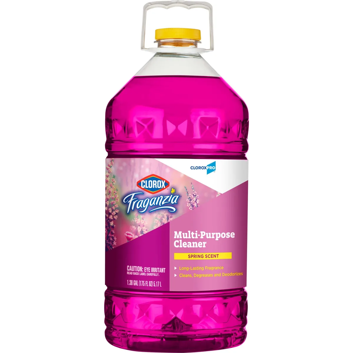 Large white plastic jug with handle and cap, labelled Metra 31524 multi-purpose cleaner 175 fl oz