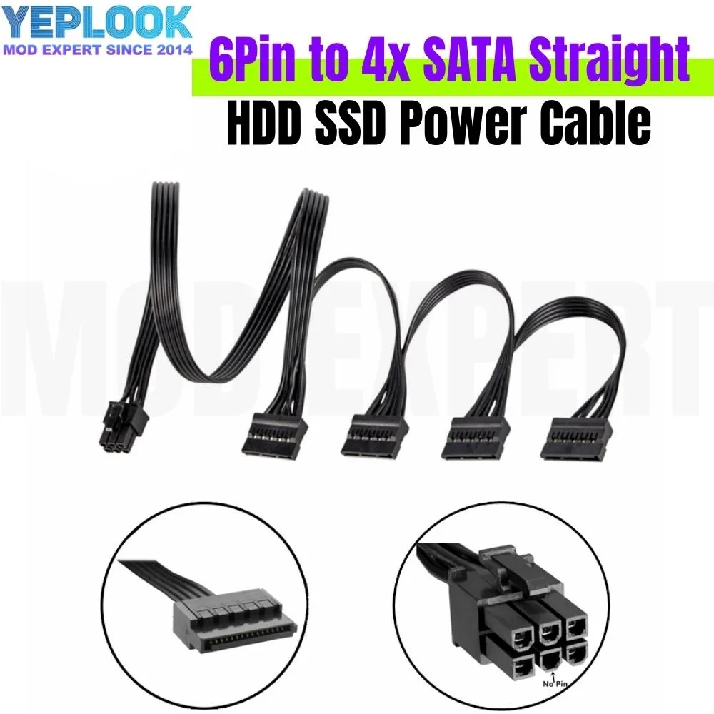YEPLOOK YEPLOOK 6Pin to 4x SATA Straight Power Cable Corsair Type 4 Titanium — product photo