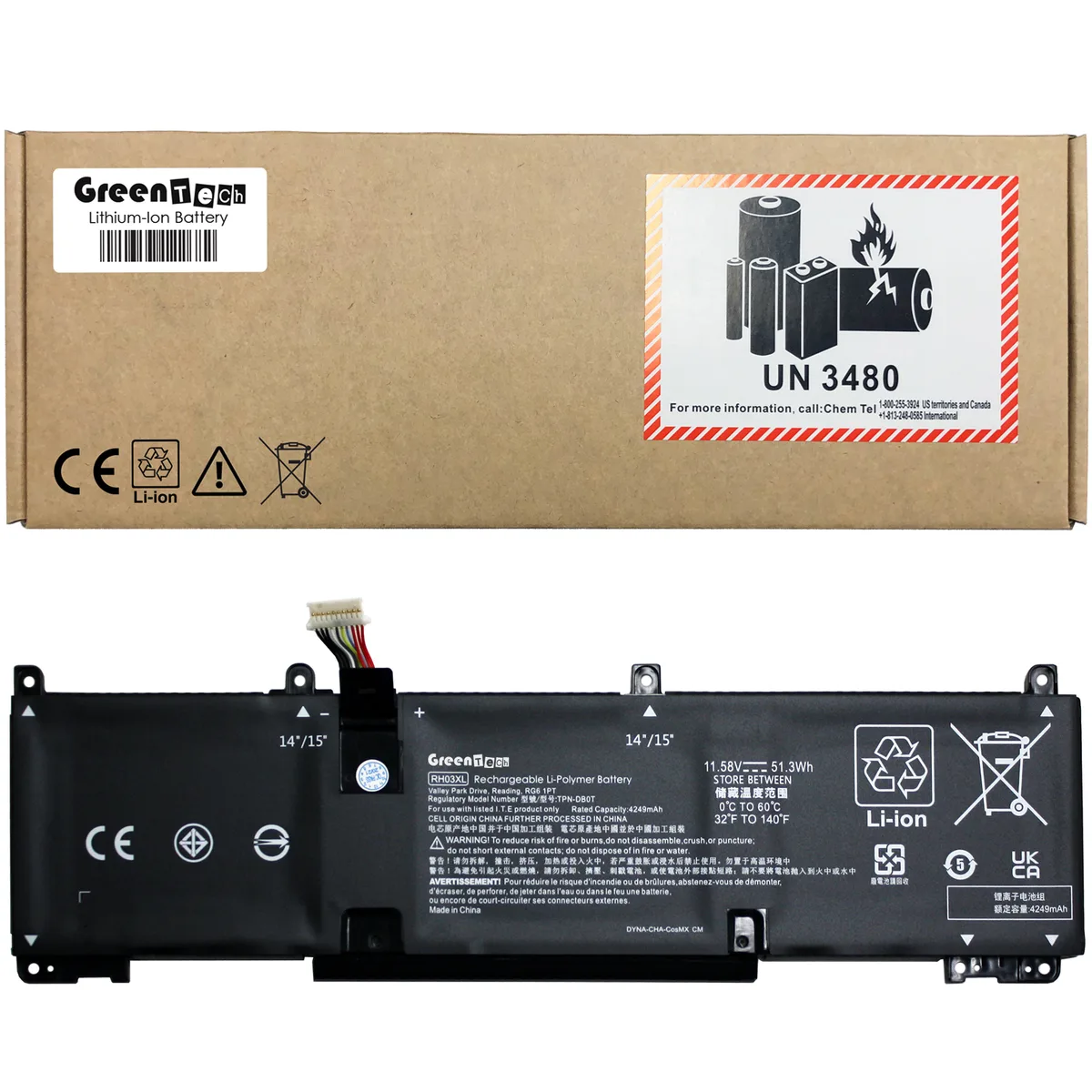 GreenTechLLC GreenTechLLC M73472-005 51.3WHR laptop battery — product photo