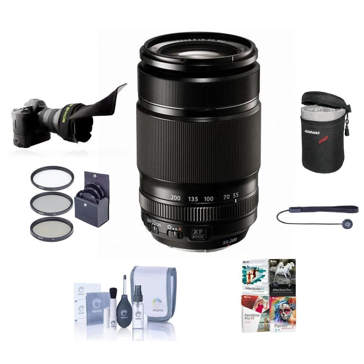 FUJIFILM FUJIFILM XF 55-200mm f/3.5-4.8 R LM OIS Lens with 62mm Filter Kit &amp; Software — product photo