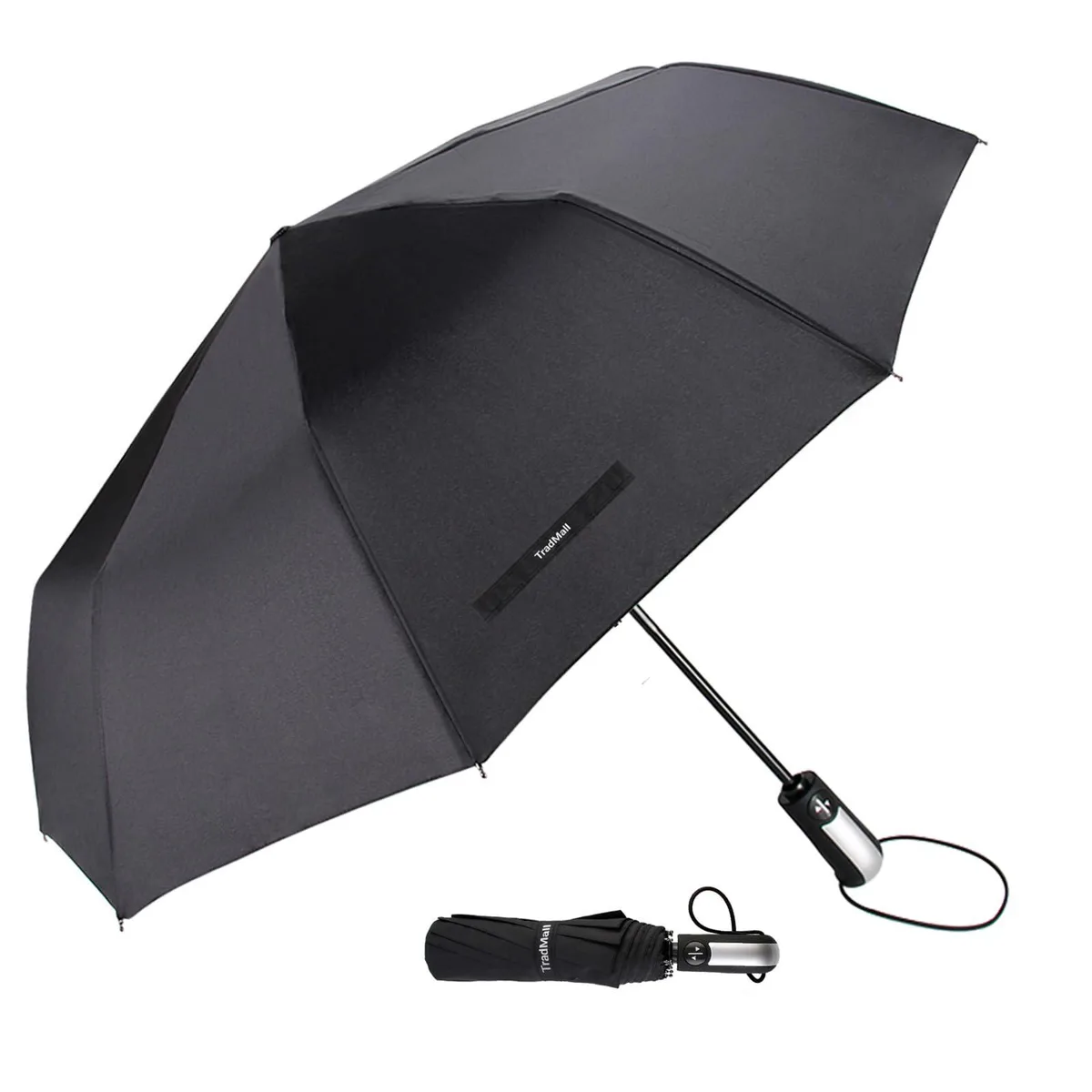  TradMall UM01 Auto-Open Umbrella 46" Black 10 Ribs — product photo