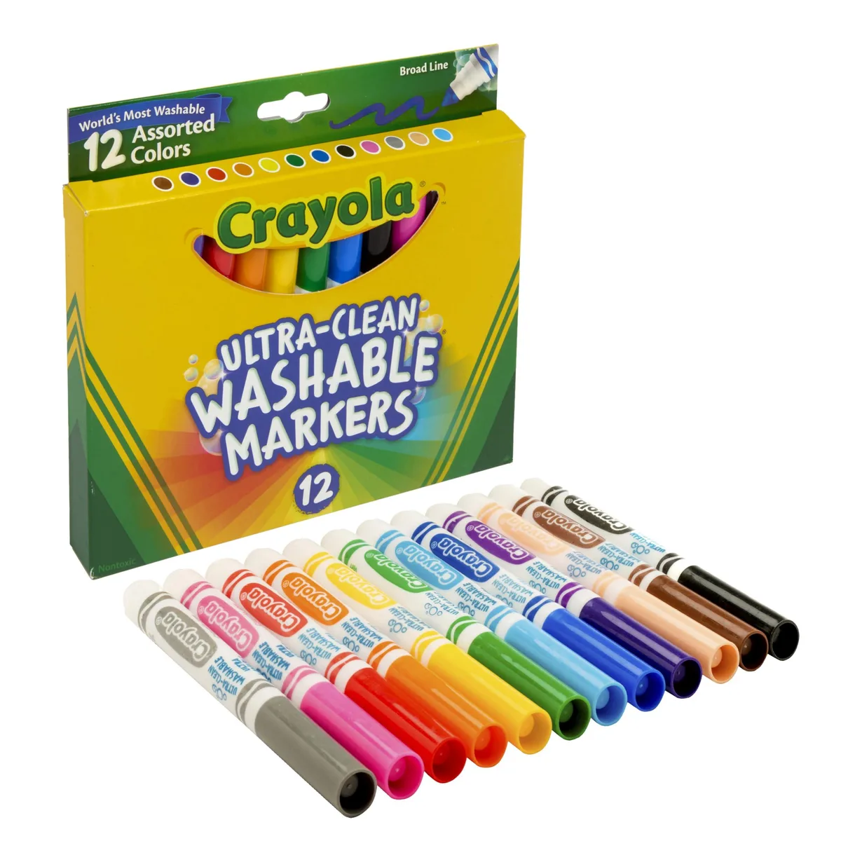 A box of twelve blue washable markers with leather finish