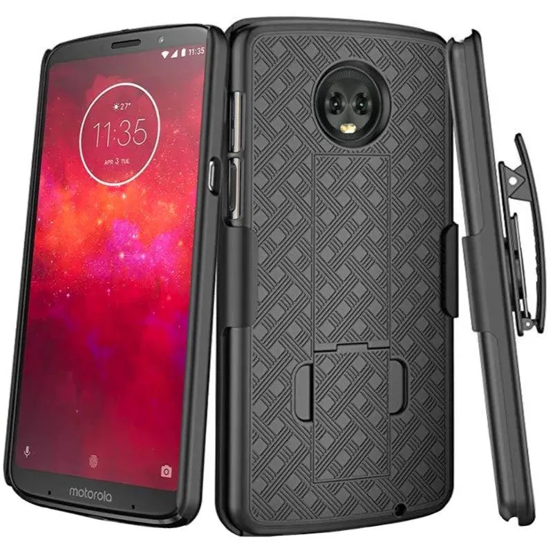 Rome Tech Rome Tech Moto Z3 / Z3 Play Belt Clip Holster Case Black 180 360 — product photo