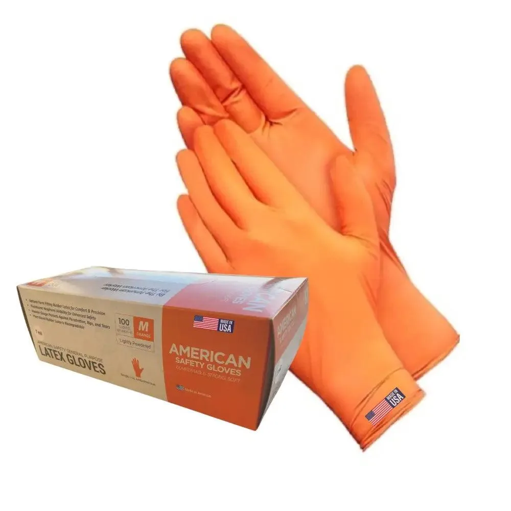 FLI Products FLI Products Disposable Latex Gloves Medium Orange 7 MIL 100 Count 10 Boxes — product photo