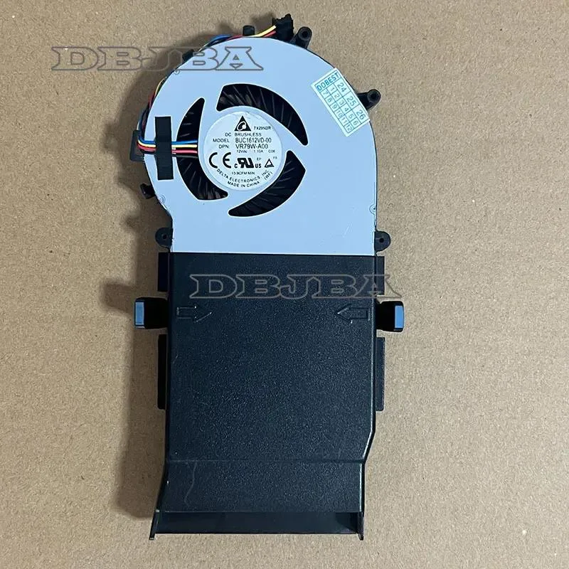 Black rectangular laptop cooling fan with silver heatsink and wire connector