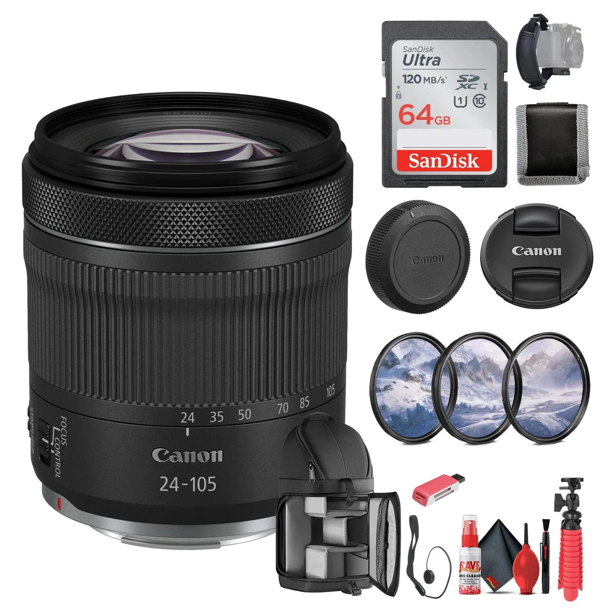 Canon Canon RF 24-105mm f/4-7.1 IS STM Lens Bundle with 64GB Card — product photo