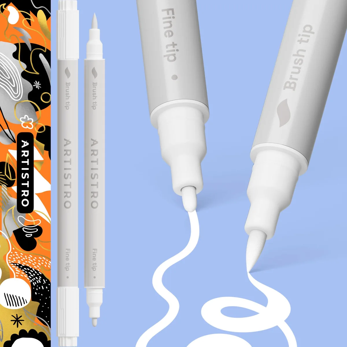  Artistro DTBFWA02 2 White Dual-Tip Acrylic Paint Pens illustration — product photo