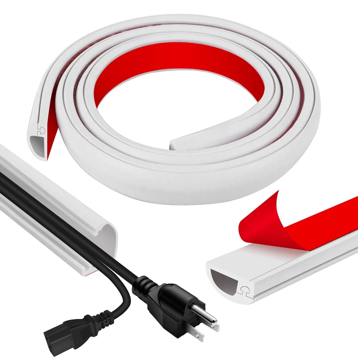  JAHOMFAI Cord Wall Cover 39in Self-Adhesive White PVC 0.63in Wx0.31in H — product photo