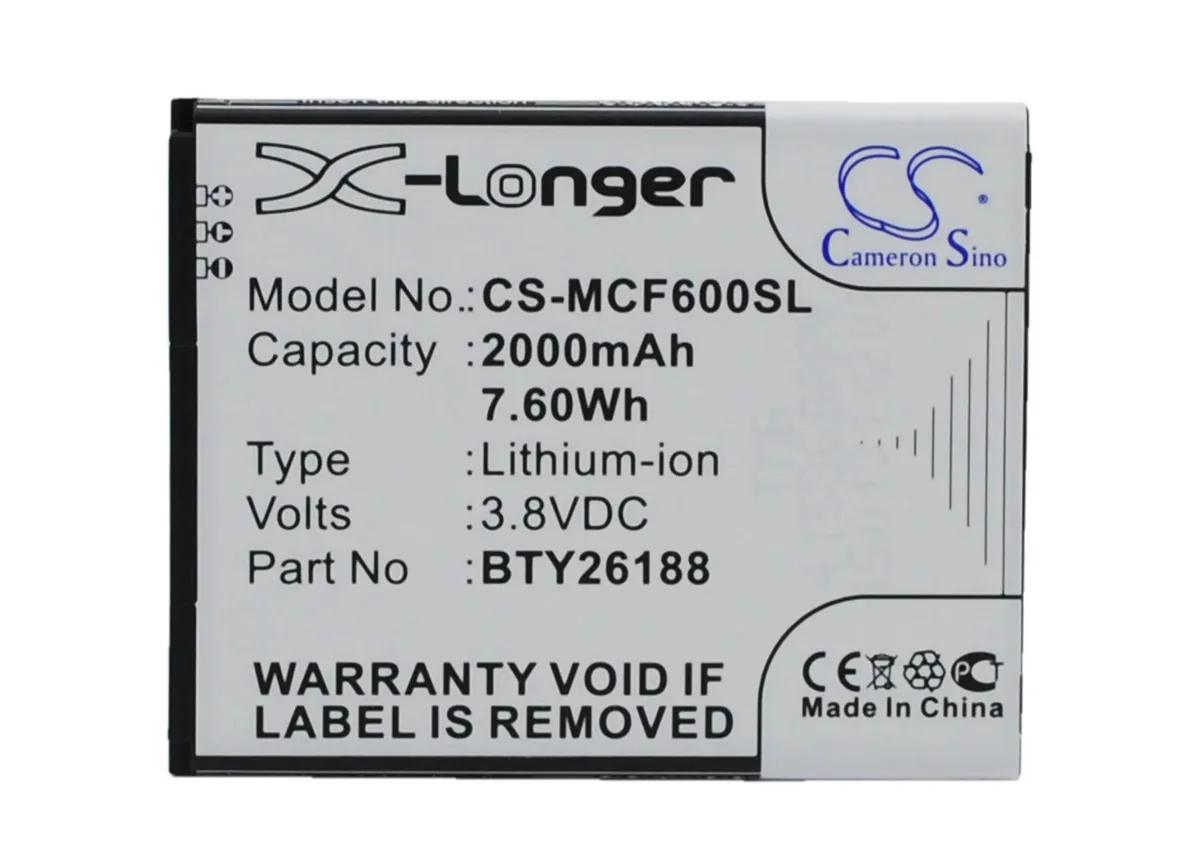 Rectangular black replacement battery with connector ports and 500 label