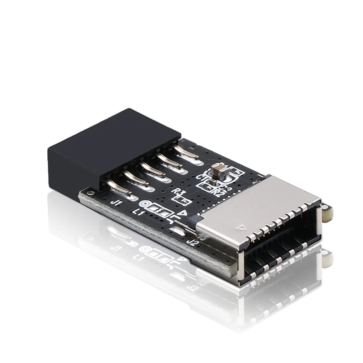 Vszerda Vszerda USB 2.0 9-Pin to USB 3.1/3.2 Type-C 20-Pin A-Key 180° Front Panel Adapter — product photo
