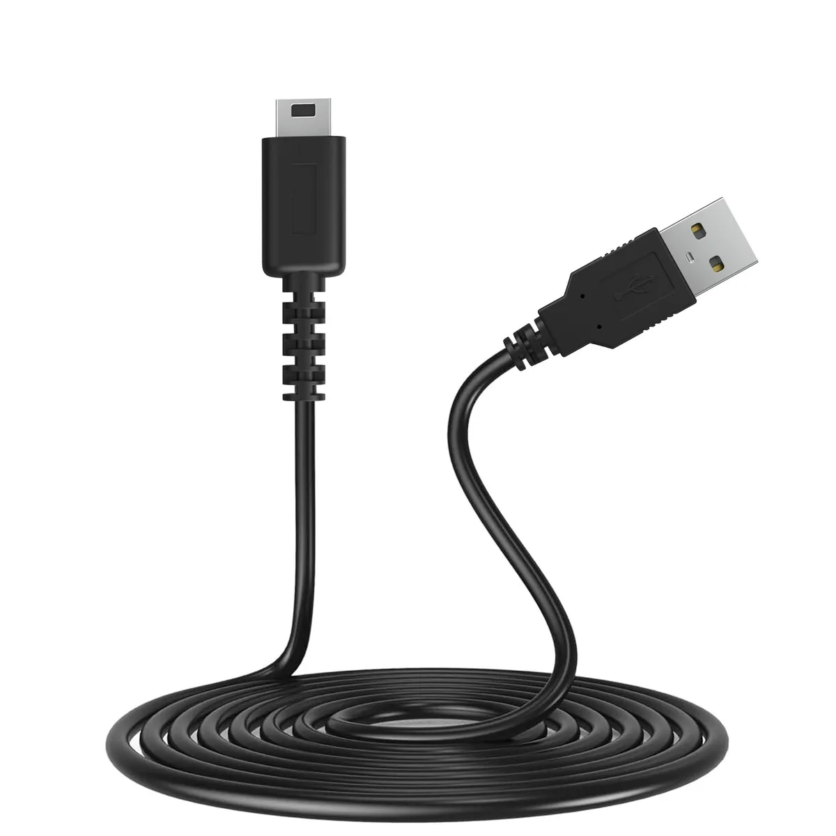 Black USB-A to Nintendo DS Lite charging cable, 3.9 ft