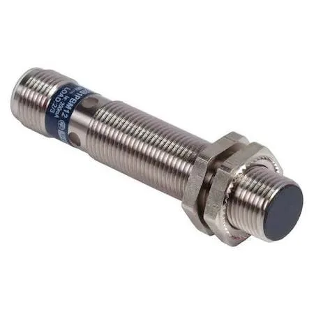 Cylindrical nickel-plated brass inductive sensor 12 mm diameter 62 mm length M12 connector