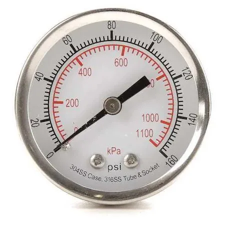 Value Brand Value Brand Commercial Pressure Gauge 0 to 160 psi 2 in Dial 1/4 in — product photo