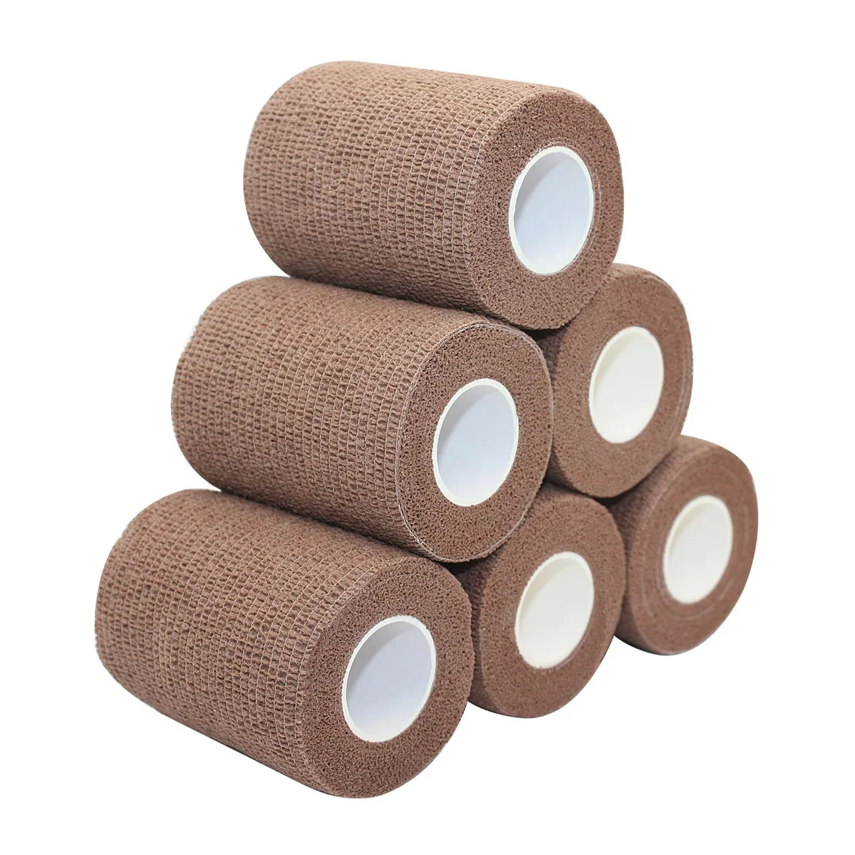 COMOmed COMOmed Self Adherent Cohesive Bandage Latex 3"x5 Yards Brown 6 Rolls First Aid — product photo