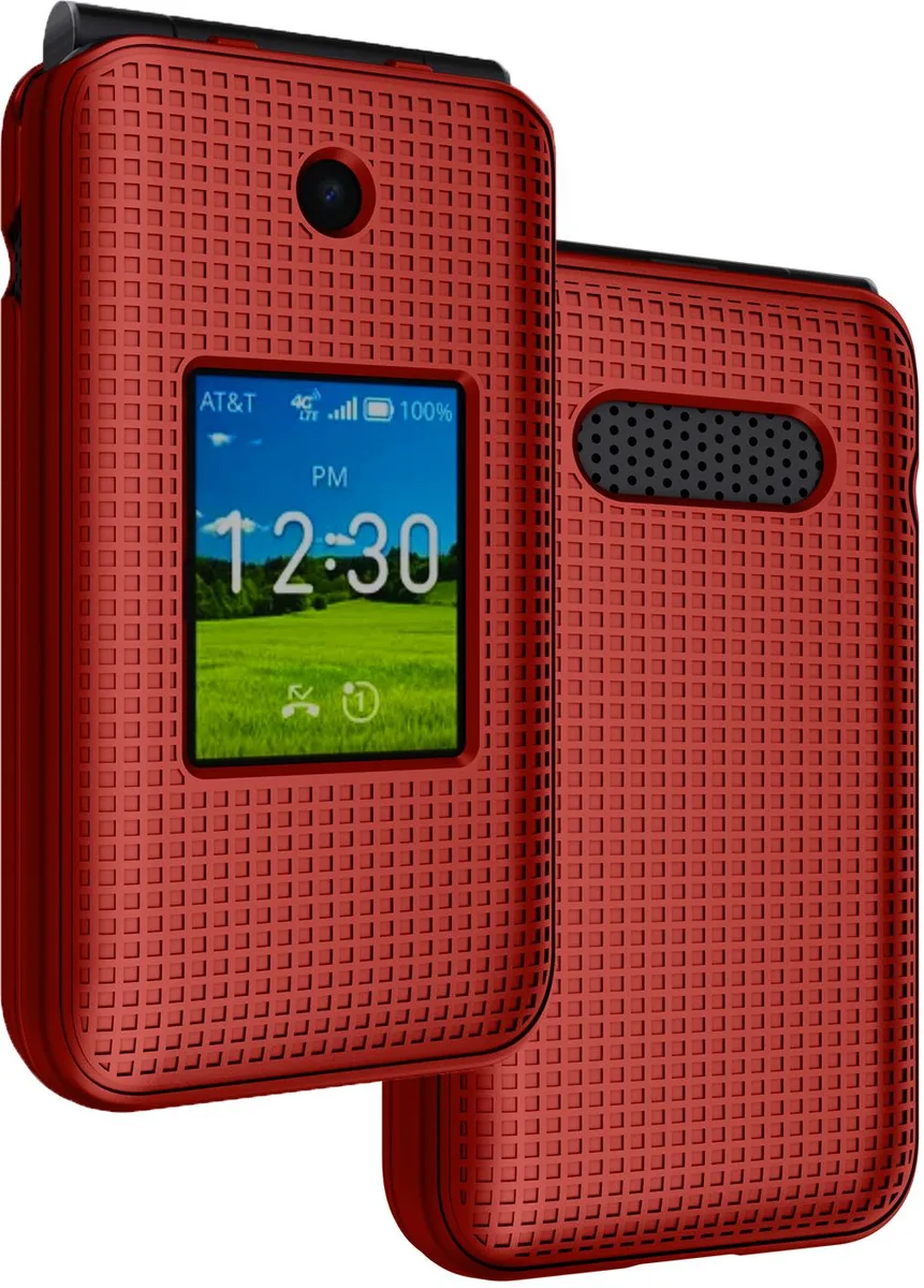 Nakedcellphone Nakedcellphone Red Grid Textured Hard Case for AT&amp;T Cingular Flex 2 (U1030AA) 2023 — product photo