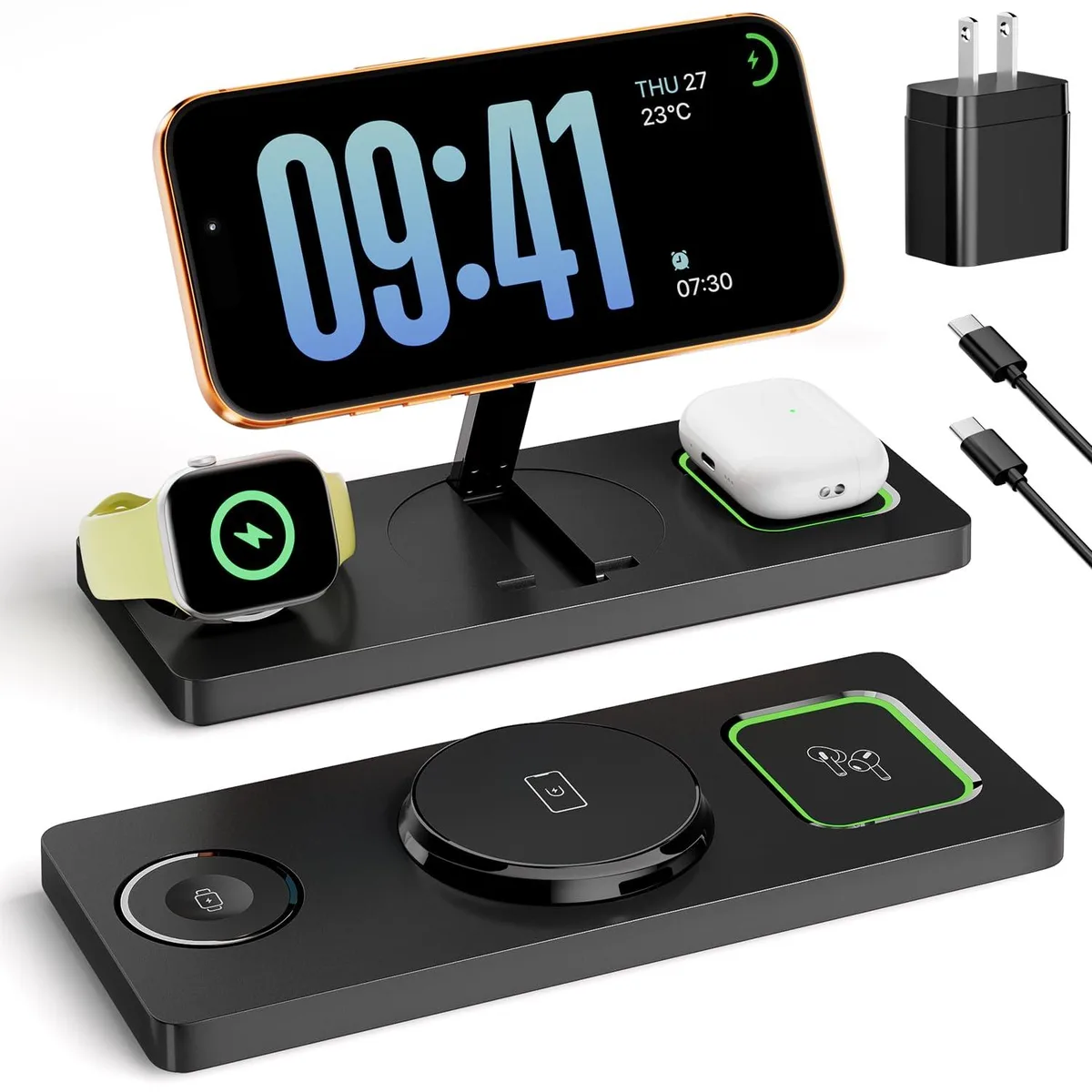 Eddibox Z17 3-in-1 Foldable MagSafe Charger Black — product photo