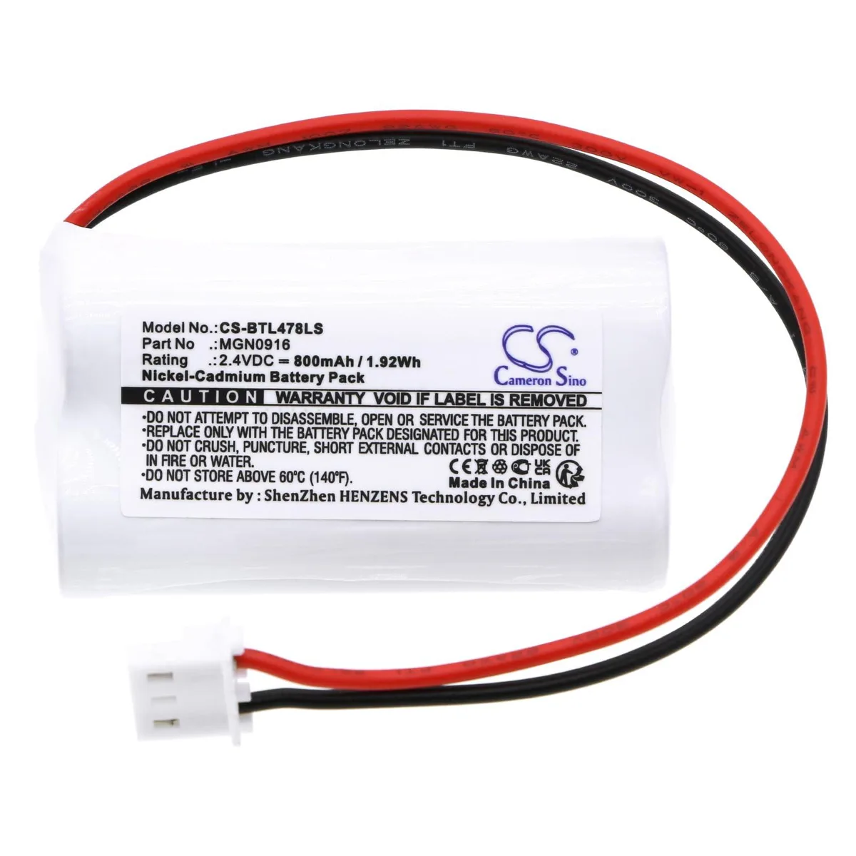  Cameron Sino Battery for BTICINO MGN0916 800mAh 2.4V — product photo