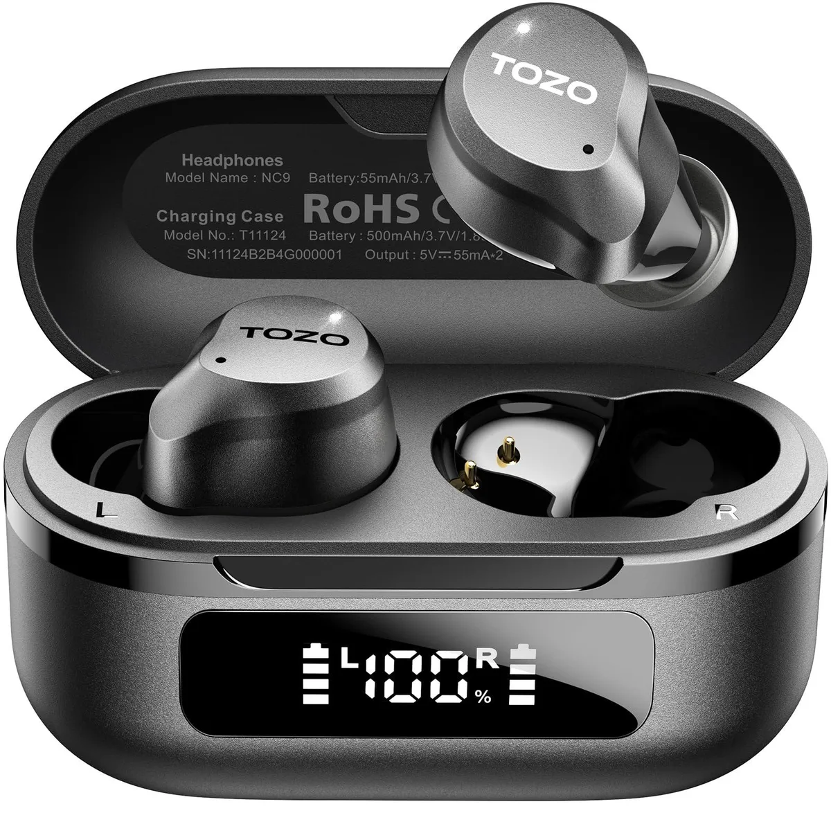  SuperTooth NC9 Hybrid ANC Wireless Earbuds Black 60H 45dB — product photo